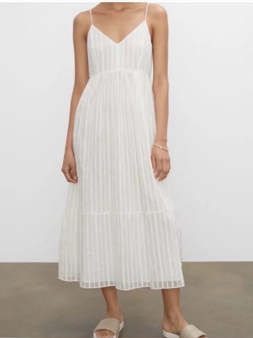 Club Monaco White Midi Dress with Spaghetti Straps
